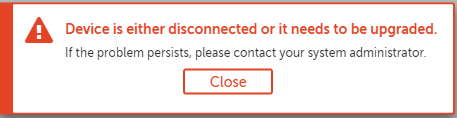 A2019 Error Message Device Disconnected