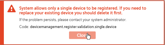 a2019 only a single device can be registered
